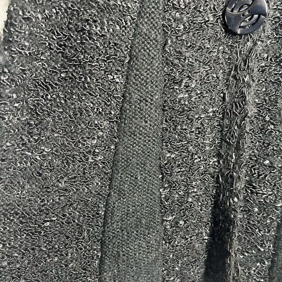 Patrizia Luca Milano Boucle Ruffle Button Down Cardigan Sweater Size M Black - Picture 5 of 16